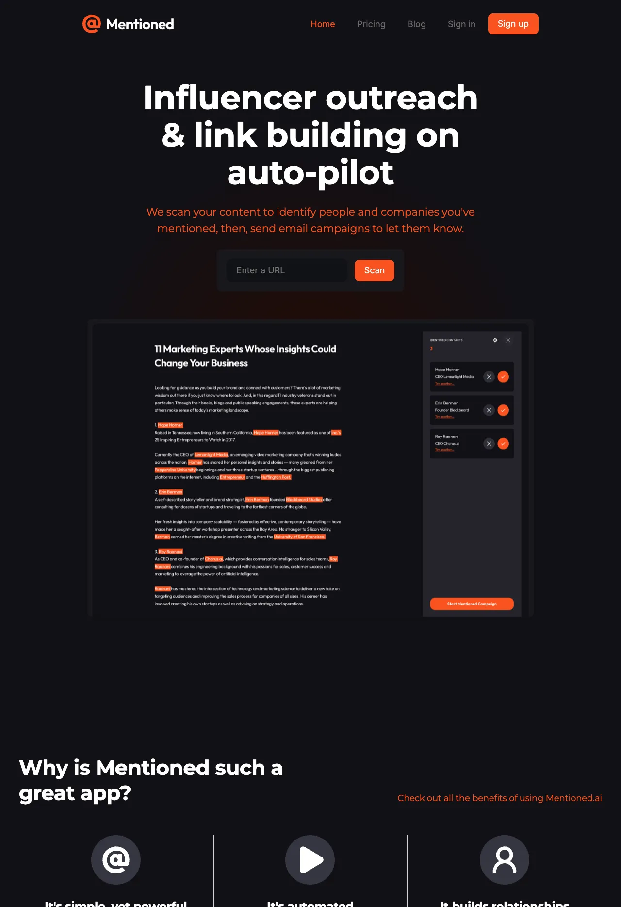 Mentioned.ai website